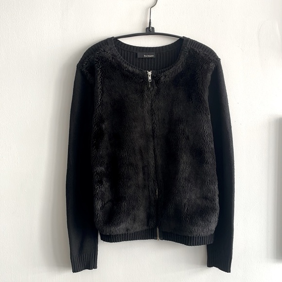 The Kooples Faux Fur Cardigan Zip Jacket - Picture 1 of 5